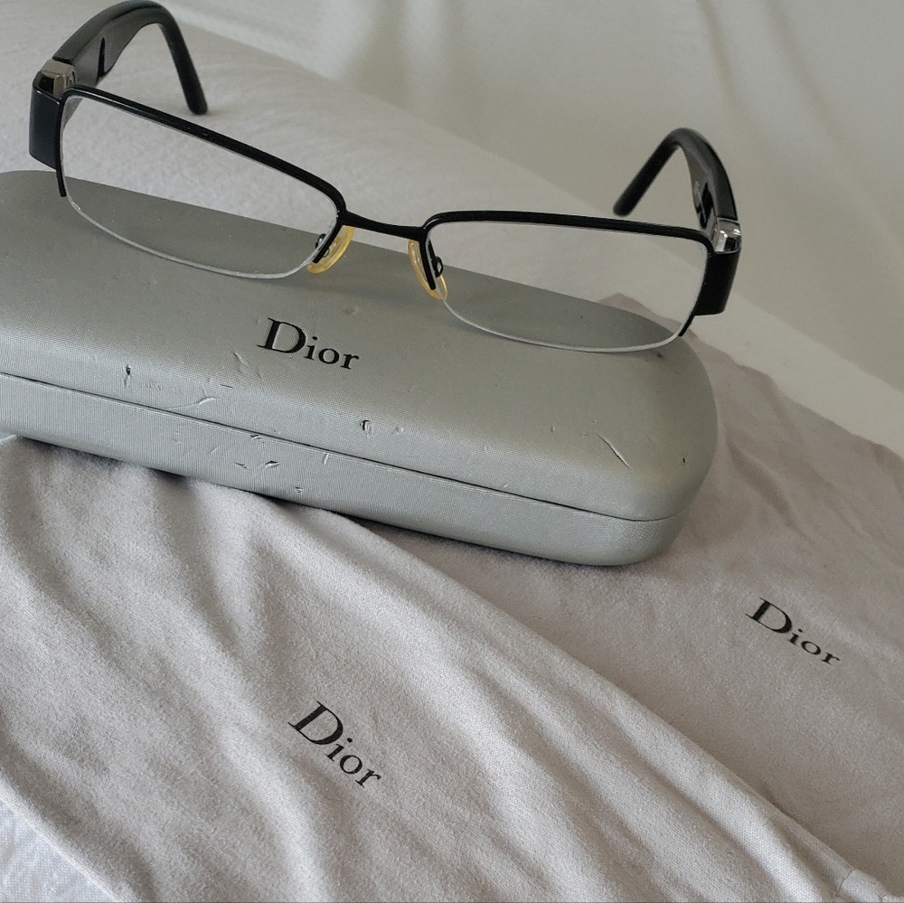 Vintage Christian Dior Eyeglass Frames With Case, Cloth, Bag (With Prescription)